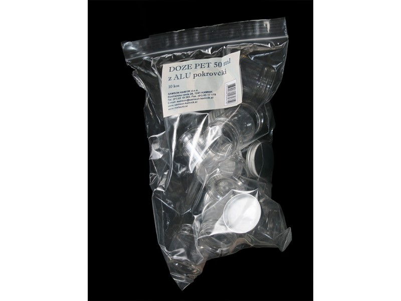 PET container with ALU screw on LID 50 ml 10 PCS