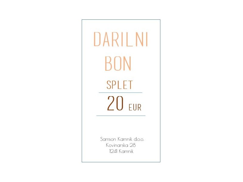 DARILNI BON za nakup na spletu 20 eur