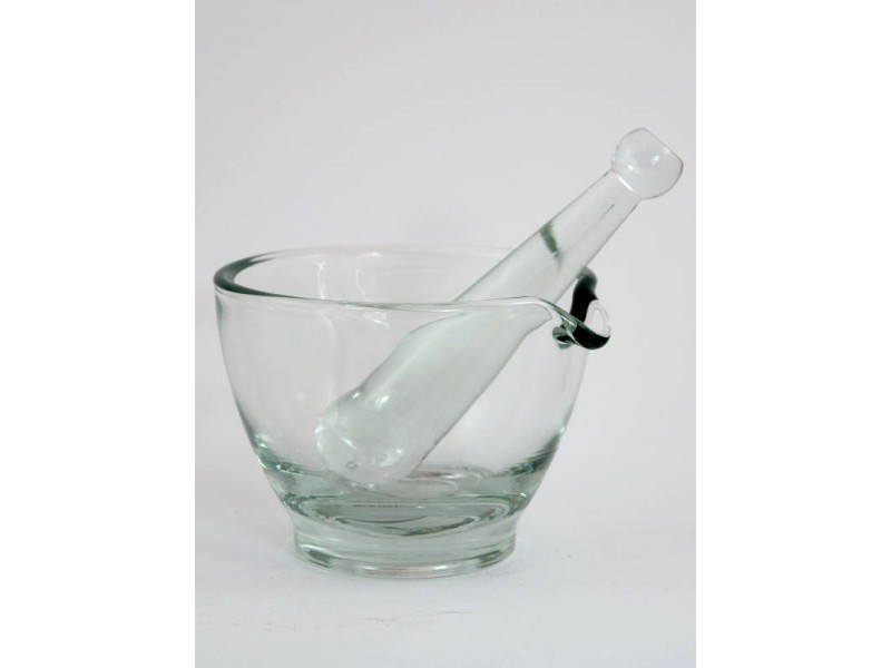 GLASS MORTAR with pestle 120 x 75 mm