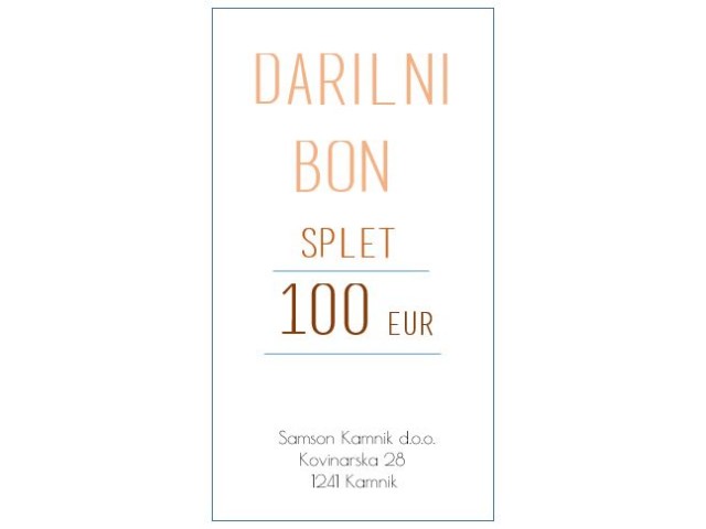 DARILNI BON za nakup na spletu    100 eur