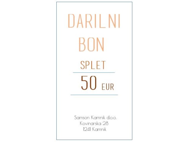 DARILNI BON za nakup na spletu 50 eur