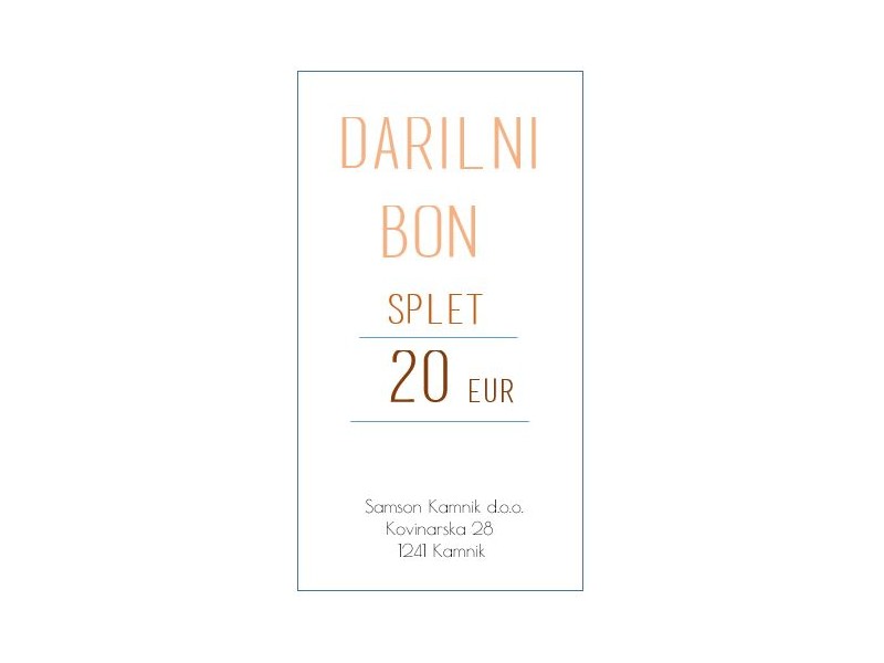 DARILNI BON za nakup na spletu 20 eur