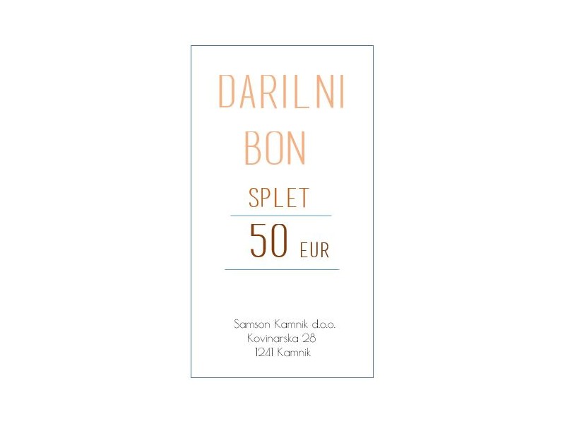 DARILNI BON za nakup na spletu 50 eur