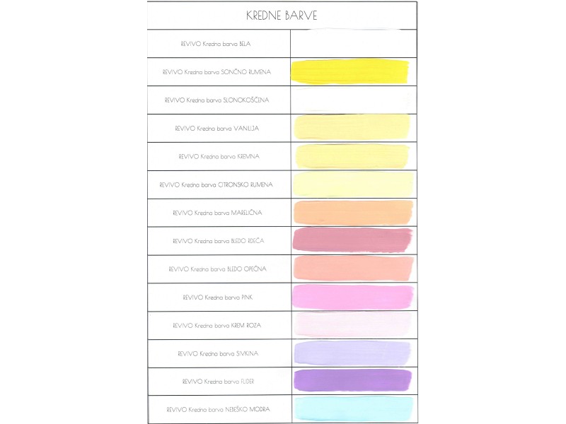 REVIVO Credit colors color chart 1