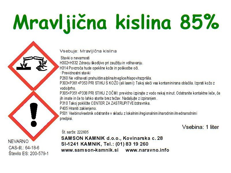 MRAVLJIČNA KISLINA 85% 1l